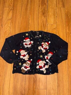 Vintage Christmas sweater with embroidered design